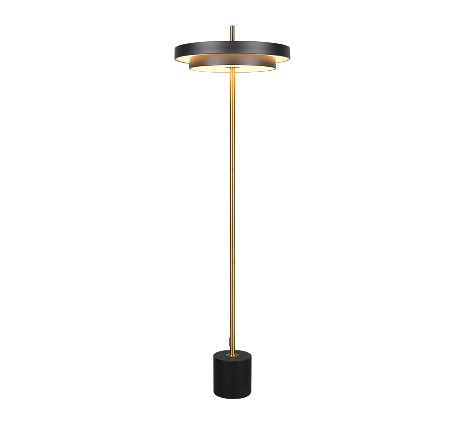 KEATON | Floor lamp | Schwarz-Gold | Metal