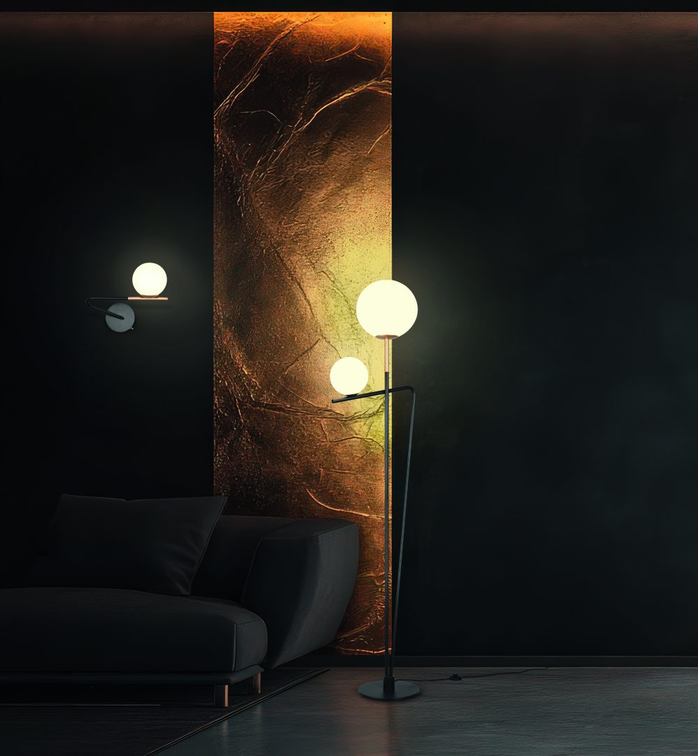 FLAMING | Floor lamp | Schwarz-Gold | Metal