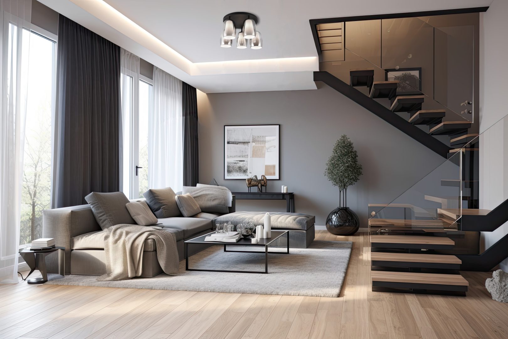 BARRET | Ceiling lamp | Black mat | Metal