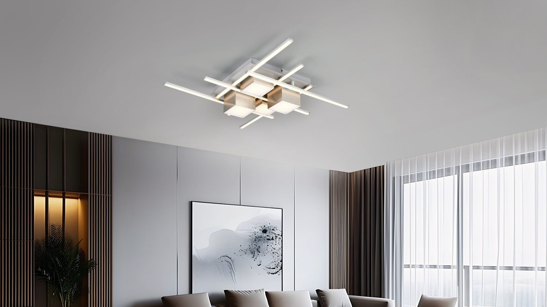 ROGER | Ceiling lamp | Nickel mat | Metal