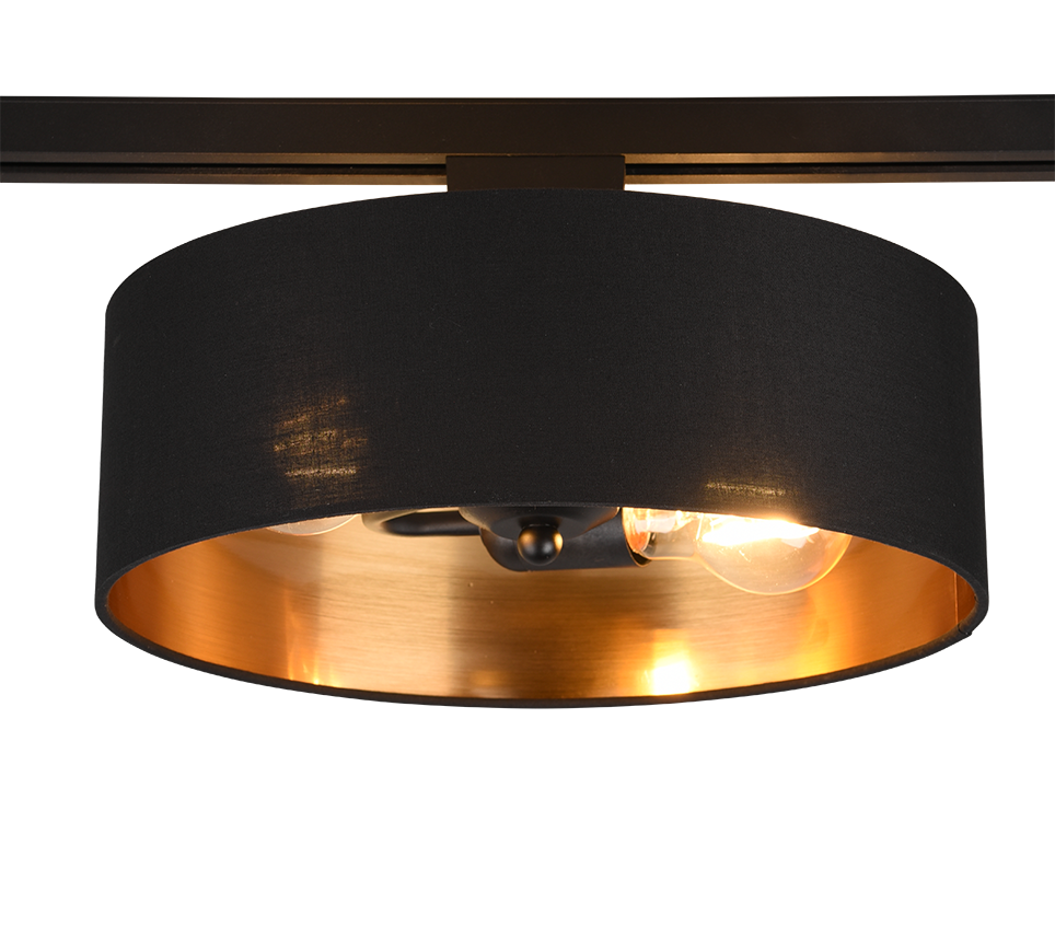 DUOLINE | Ceiling lamp | Schwarz-Gold | Fabric