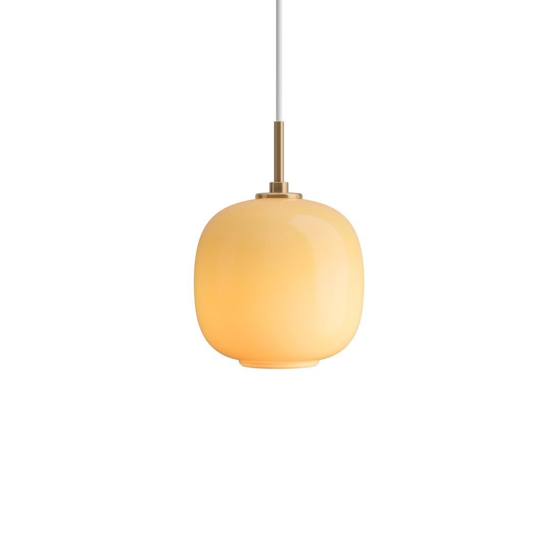 Louis Poulsen VL 45 Radiohus závěsné svítidlo Brass/Glossy Amber Glass Ø 175