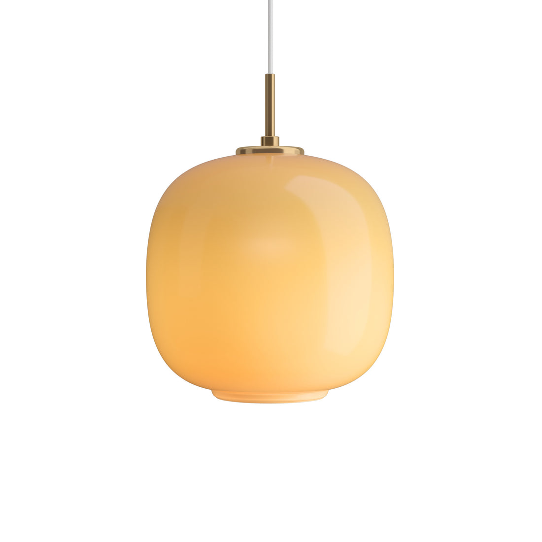 Louis Poulsen VL 45 Radiohus závěsné svítidlo Brass/Glossy Amber Glass Ø 250