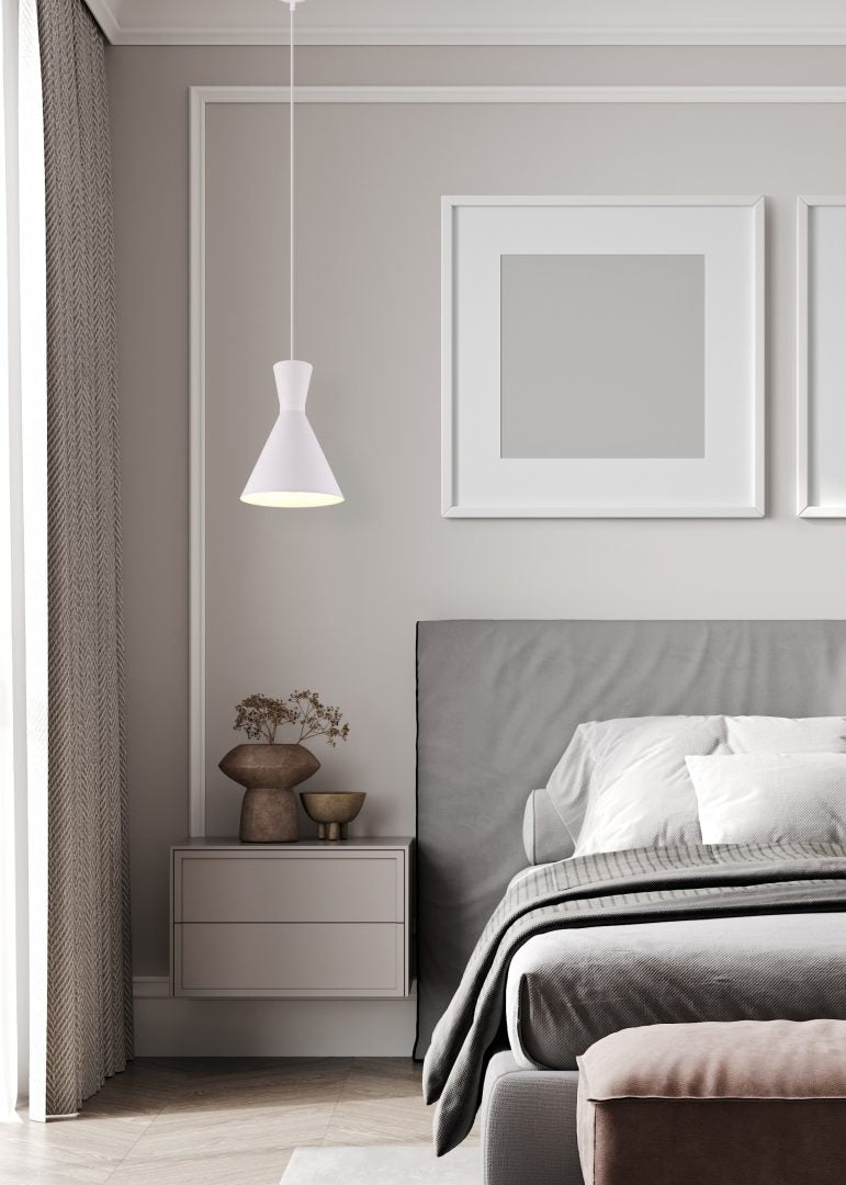 ENZO | Pendant | White mat | Metal