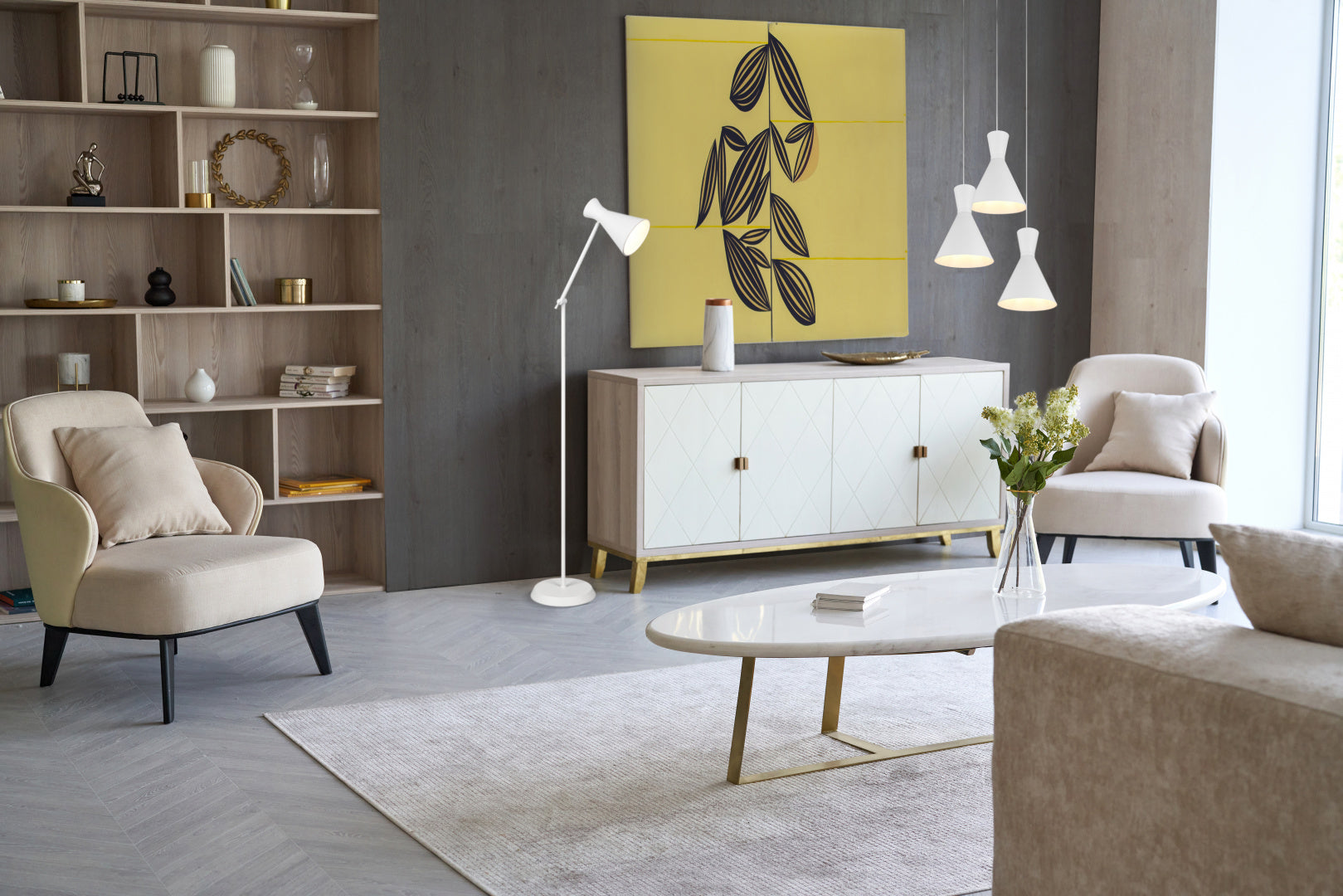 ENZO | Floor lamp | White mat | Metal