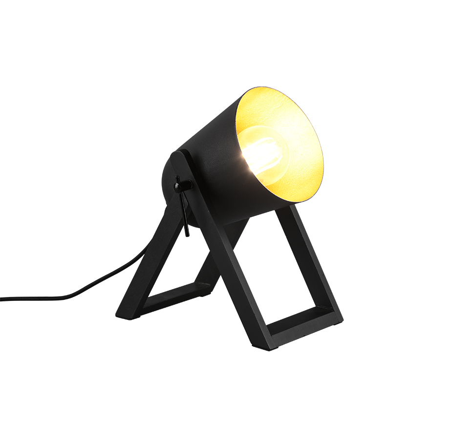 MARC | Table lamp | Schwarz-Gold | Natural wood