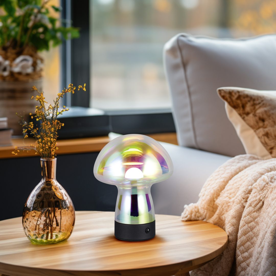 DOOLEY | Table lamp | Transparent iridescent | Glass