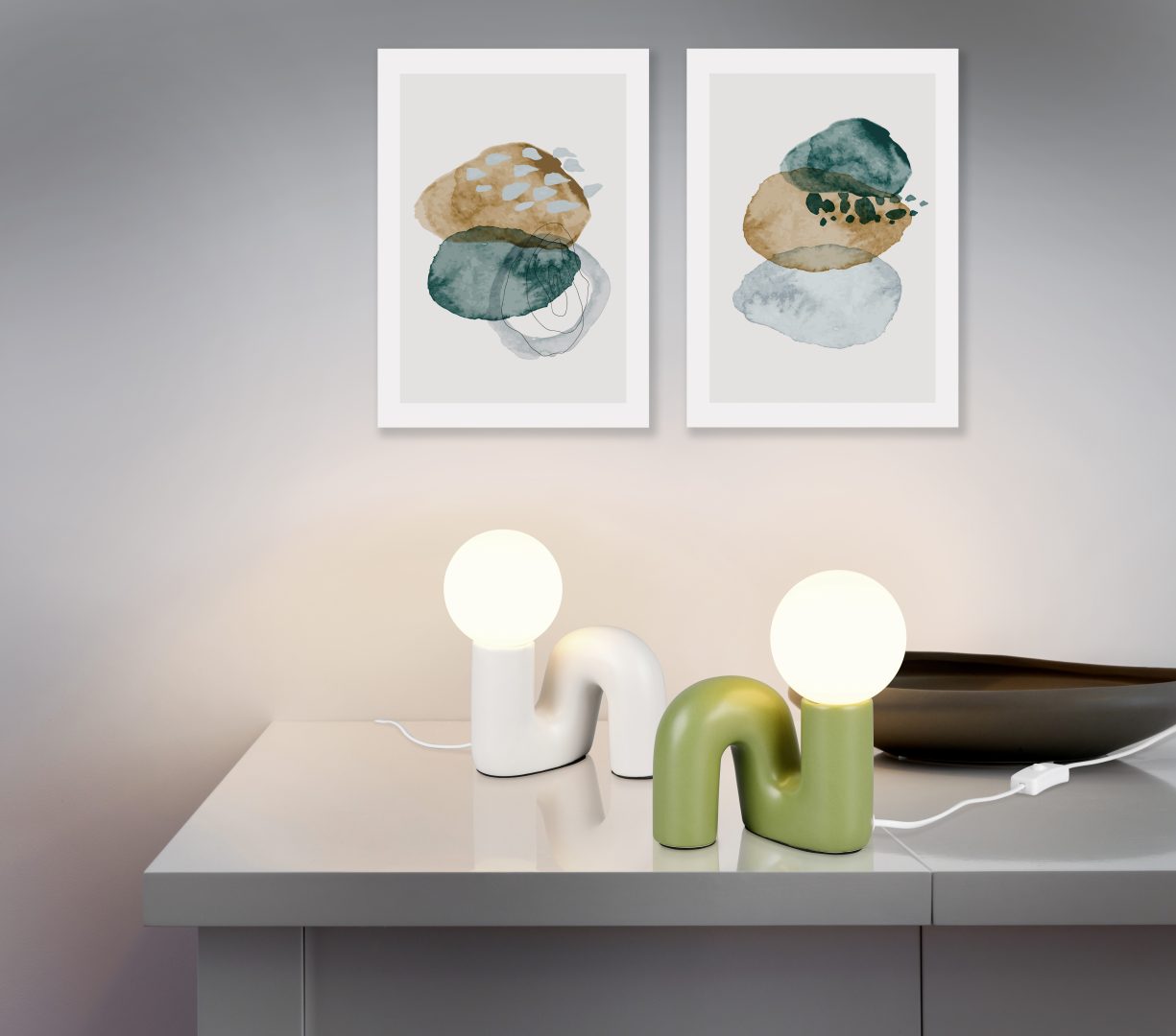 QUINN | Table lamp | Green | Ceramic