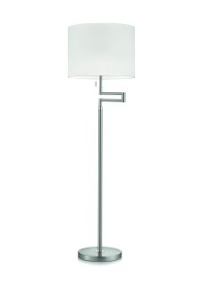 Knapstein LILO-S – stojací lampa, nikl matný, bílé válcové stínidlo