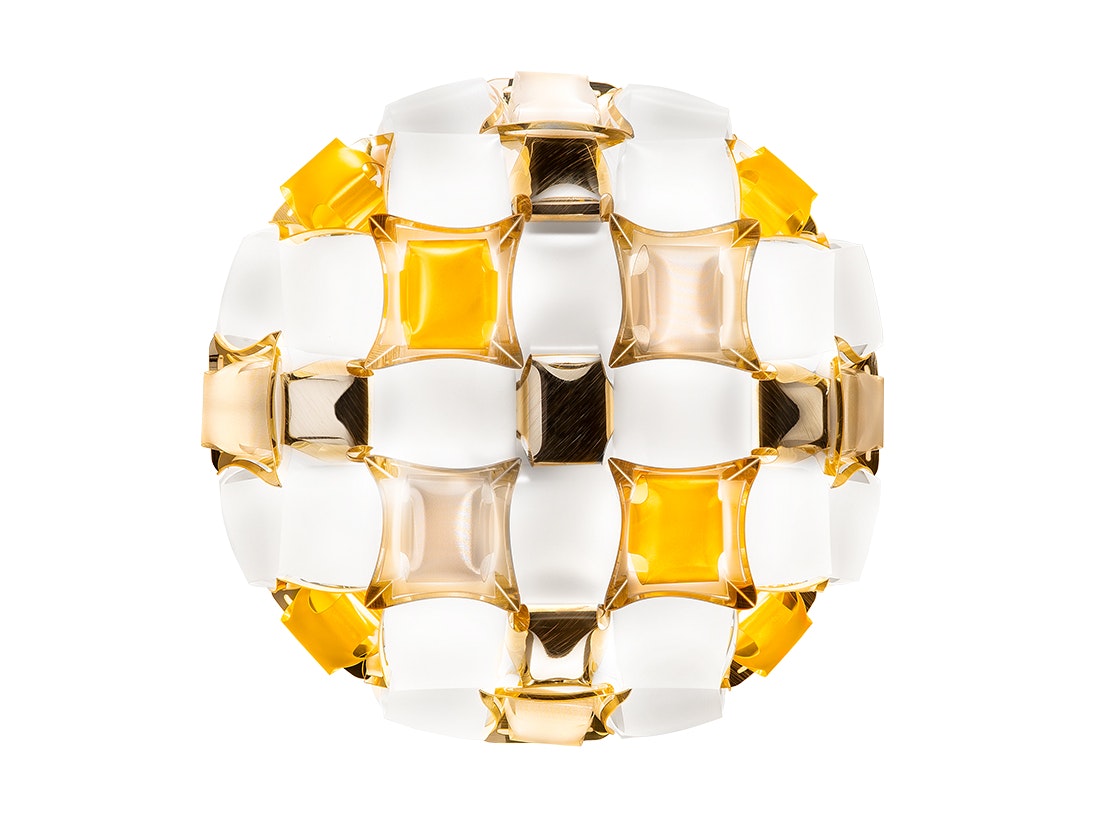 SLAMP Mida Ceiling/Wall M in Amber on a white background